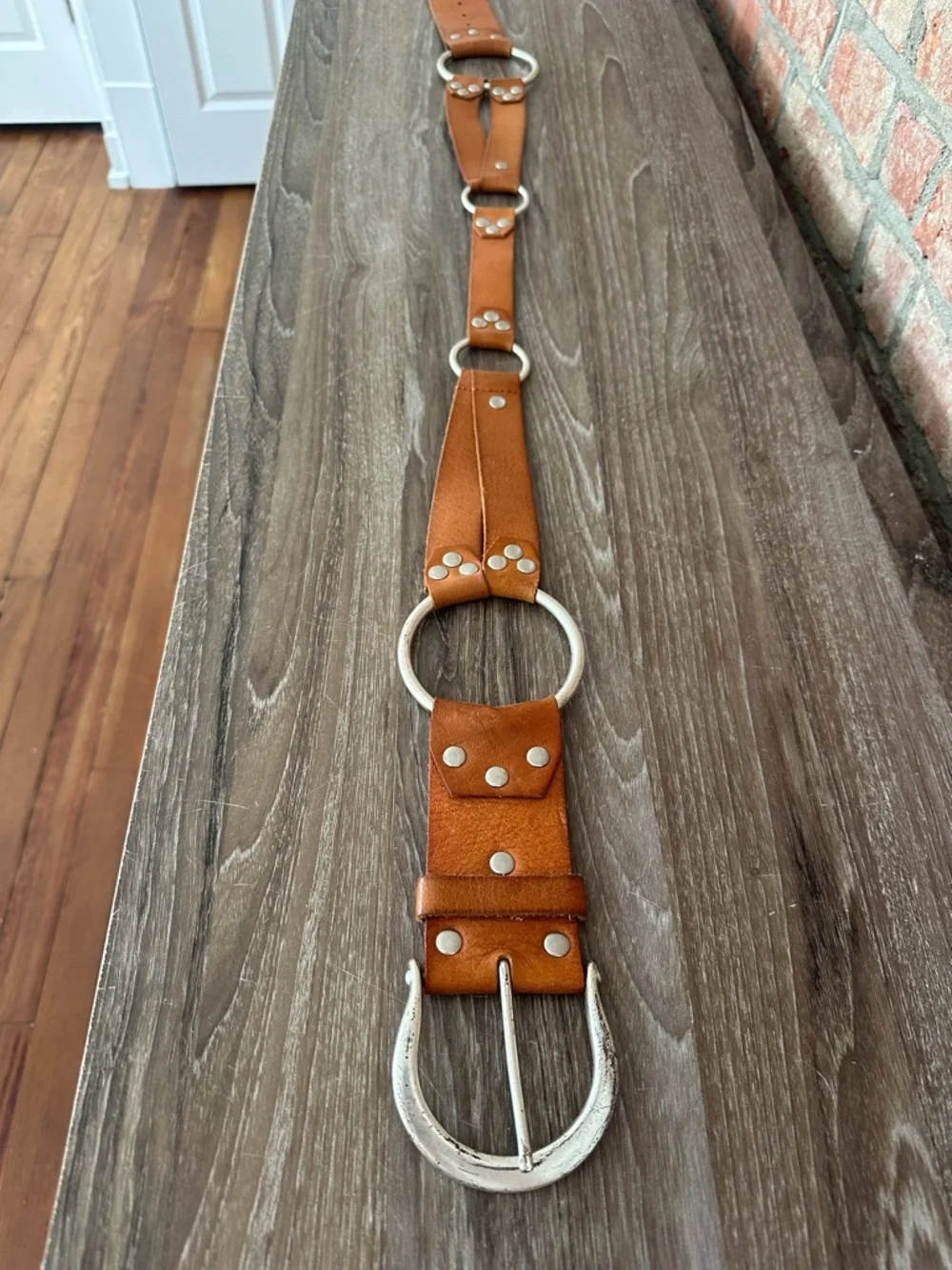 Linea Pelle Vintage Brown Leather Belt - Picture 4 of 6